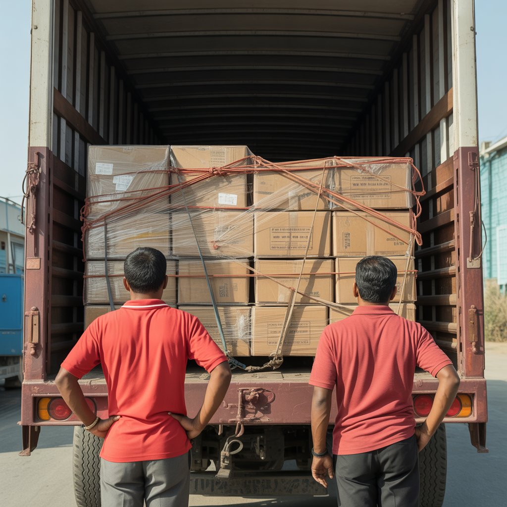 a moving truck and man's a moving truck and man's